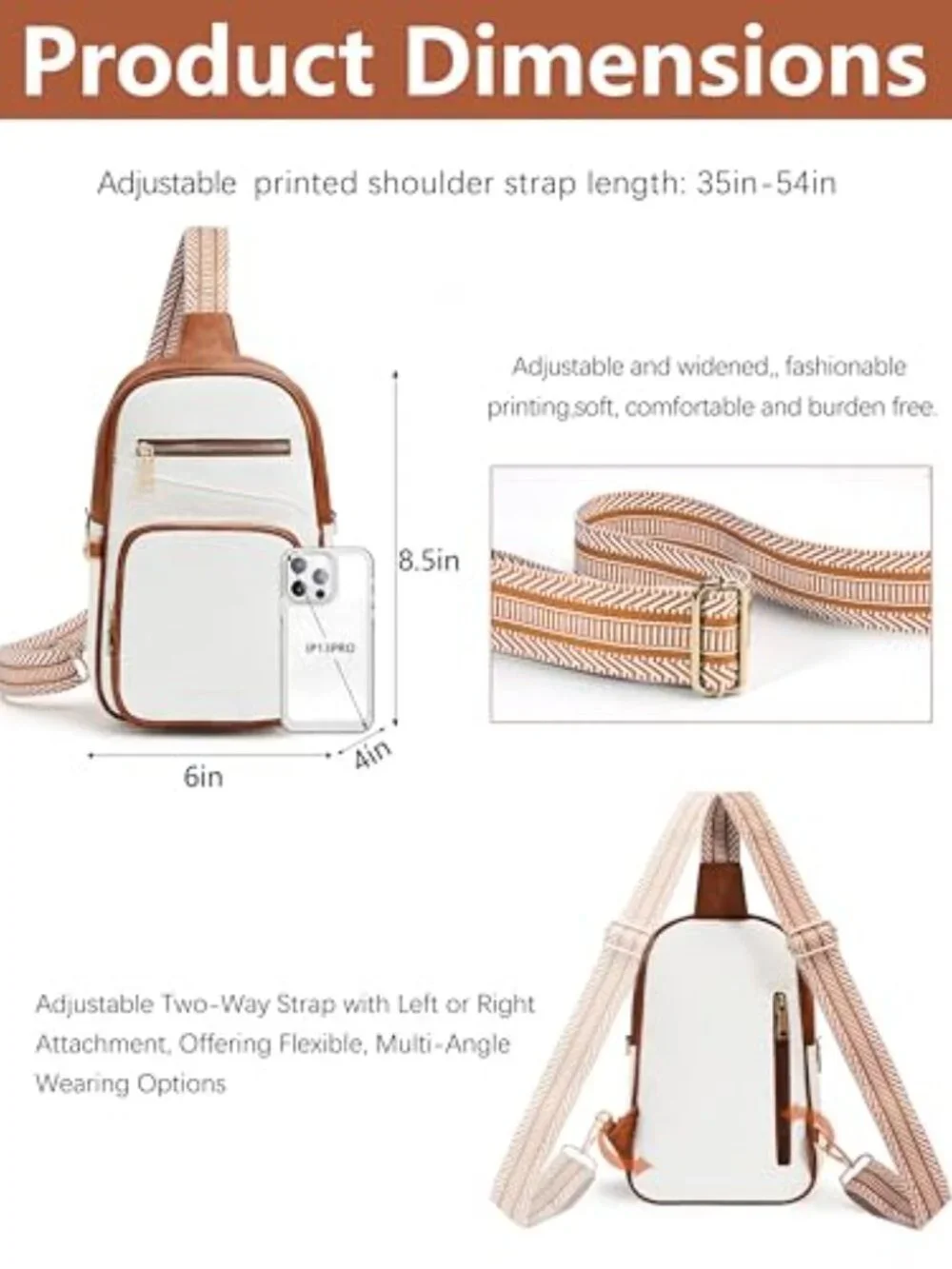 RFID Anti Theft Crossbody Sling Bag Vegan Leather Travel Purse